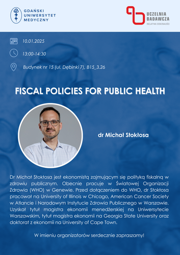 Wykład "Fiscal Policies for Public Health" dra Michała Stokłosy