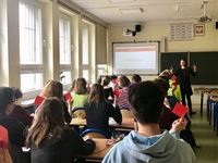 Paulina Komorowska podczas zajęć z Młodzieżą w 3 LO w Gdyni