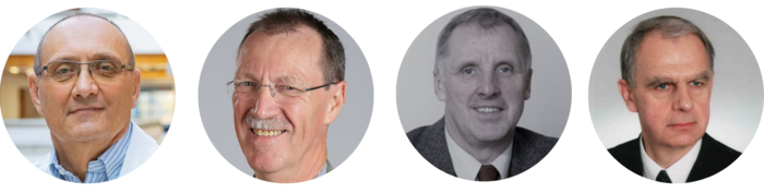 od lewej: prof. Jacek Jassem, prof. Godefridus Peters, śp. prof. Roman Kaliszan, prof. Piotr Szefer